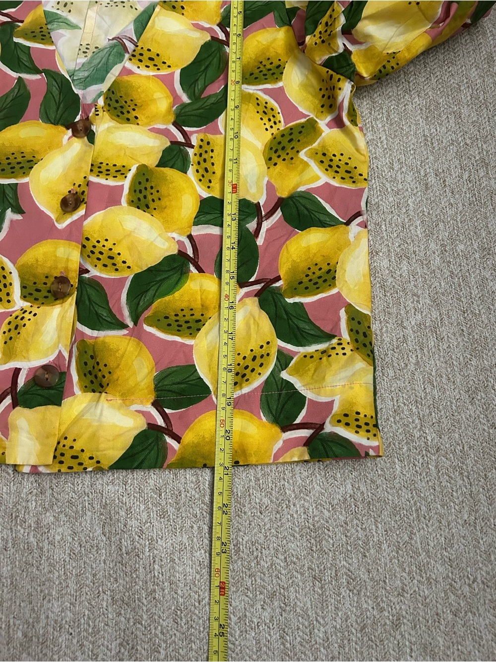 FARM Rio Fresh Lemons Puff Sleeve Button-Front V-Neck Top - Picture 10 of 10